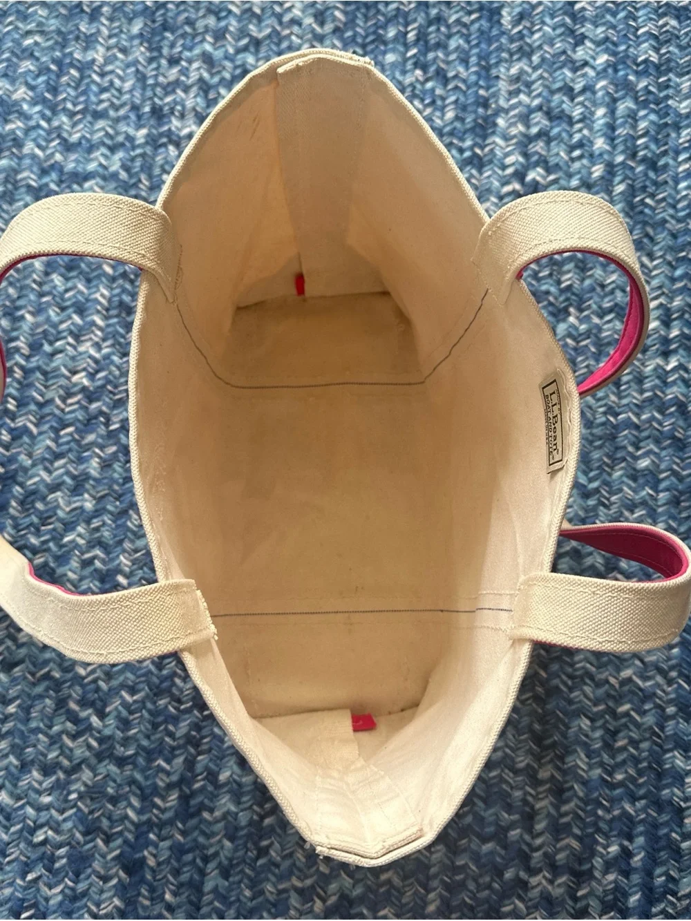 LL Bean boat and tote medium tote hot pink long handles